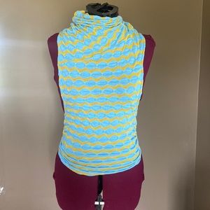 NWOT Blue and Yellow Striped Cotton Blend Racerback TankTop (Size XS)